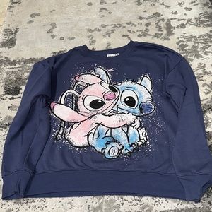 Primark Disney blue stitch and Angel graffiti sweatshirt